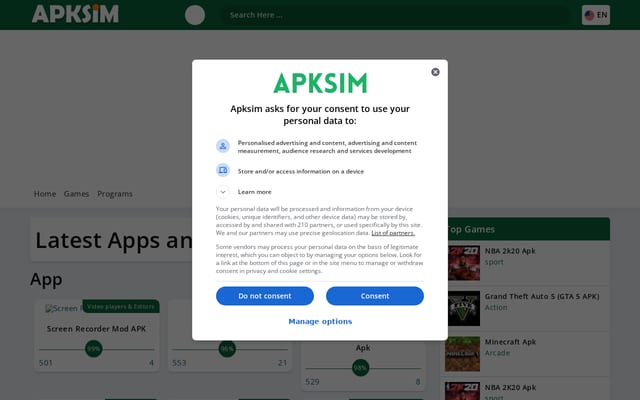 Screenshot of apksim.com