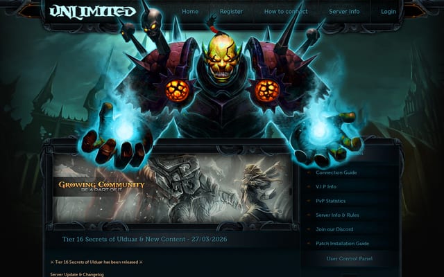 Screenshot of unlimited-wow.com