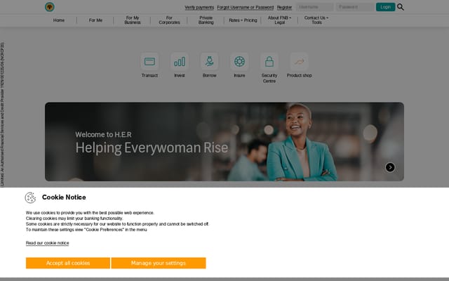Screenshot of fnbzambia.co.zm