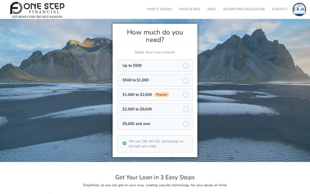 Screenshot of onestepfinancial.net