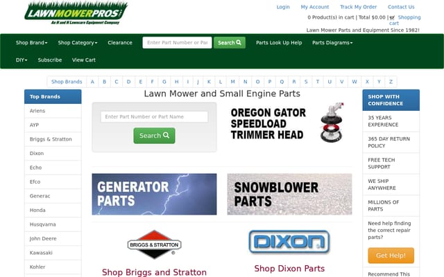 Screenshot of lawnmowerpros.com