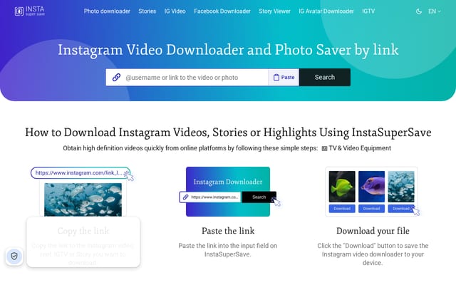 Screenshot of instasupersave.com