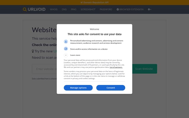Screenshot of urlvoid.com