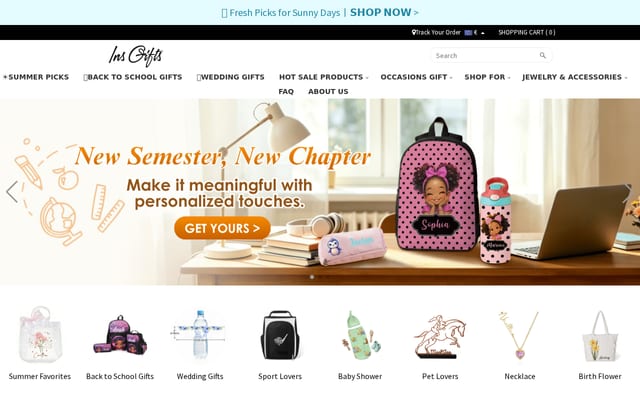 Screenshot of insgifts.com