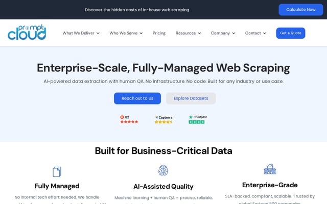 Screenshot of promptcloud.com