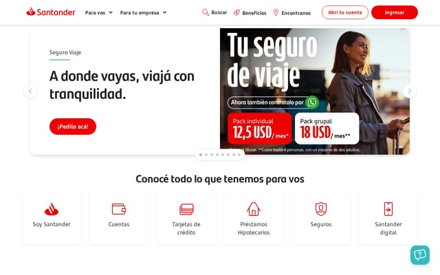 Screenshot of santander.com.uy