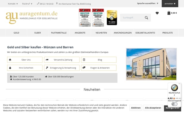 Screenshot of auragentum.de