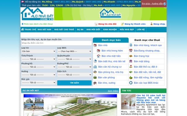 Screenshot of alonhadat.com.vn