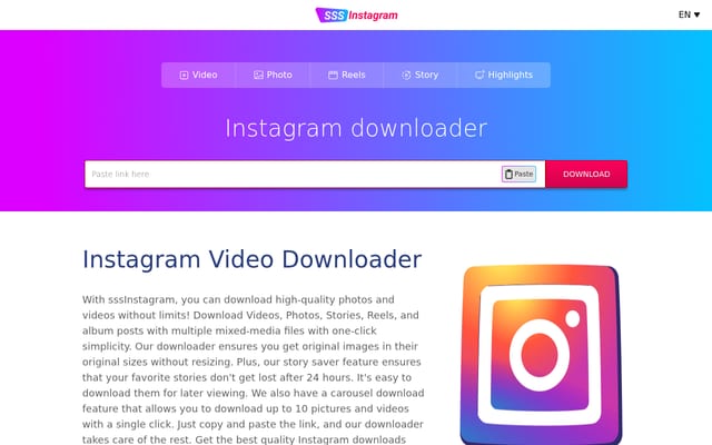 Screenshot of sssinstagram.com