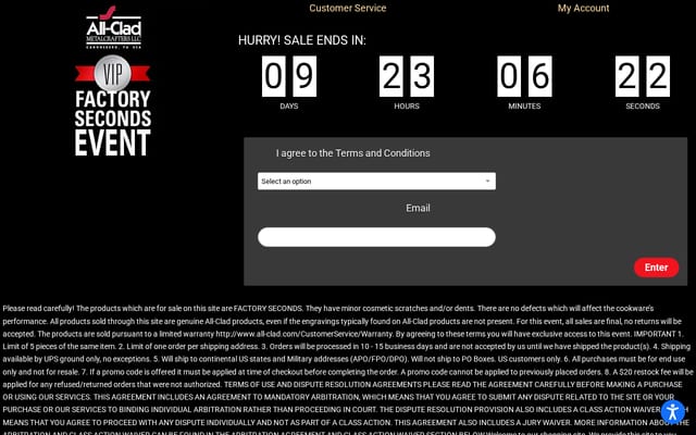 Screenshot of homeandcooksales.com