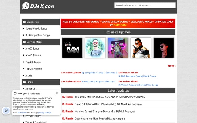 Screenshot of dj4x.in