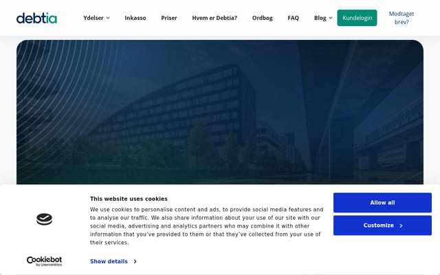 Screenshot of debtia.dk