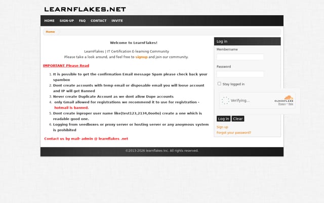 Screenshot of learnflakes.net