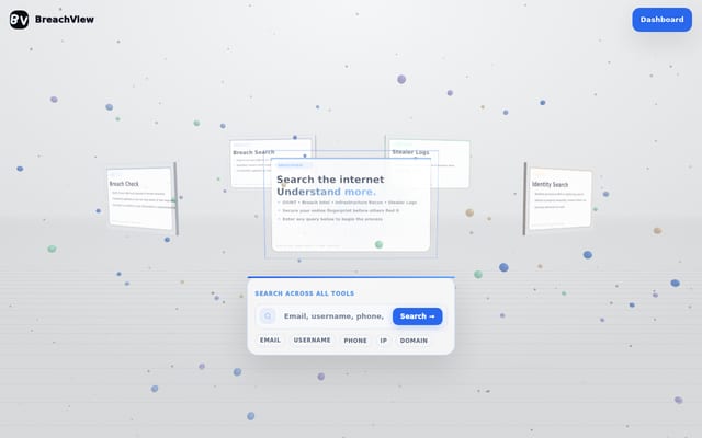 Screenshot of breachview.xyz