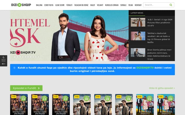 Screenshot of dizishqip.com