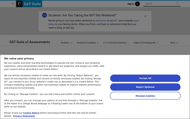 Screenshot of sat.org