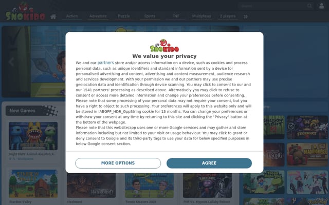 Screenshot of snokido.com