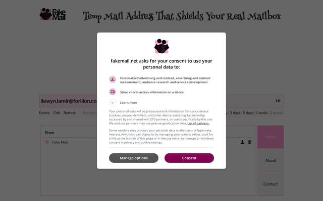 Screenshot of fakemail.net