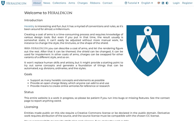 Screenshot of heraldicon.org