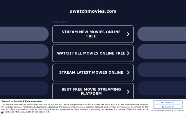 Screenshot of uwatchmovies.com