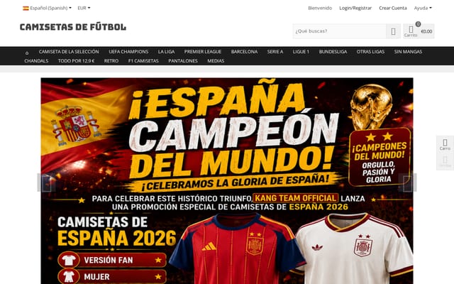 Screenshot of camisetafutboles.com