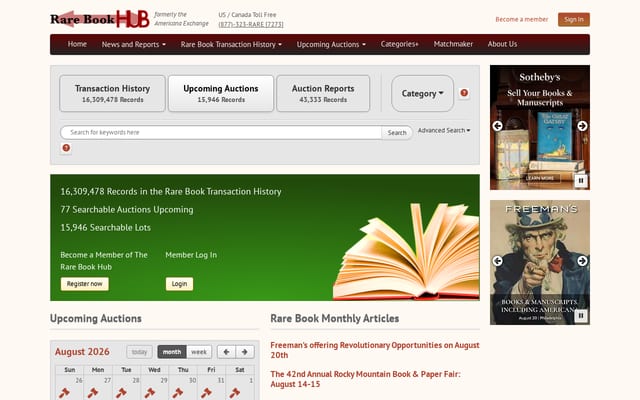 Screenshot of rarebookhub.com