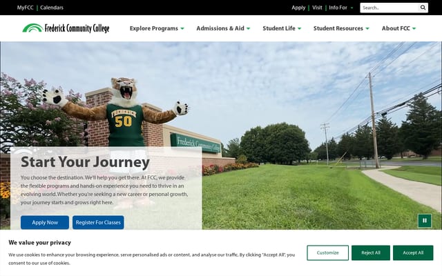 Screenshot of frederick.edu