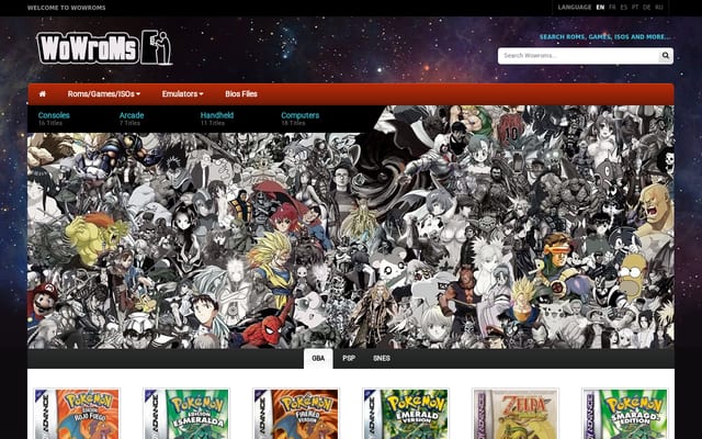 Screenshot of wowroms.com