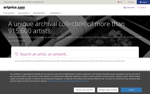 Screenshot of artprice.com