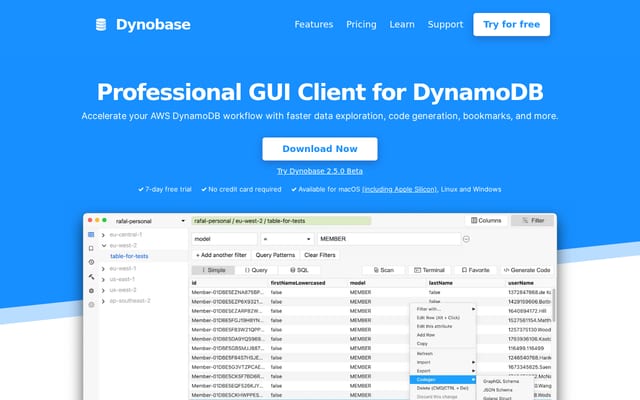 Screenshot of dynobase.dev