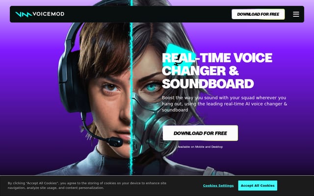 Screenshot of voicemod.net