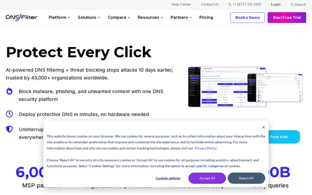 Screenshot of dnsfilter.com