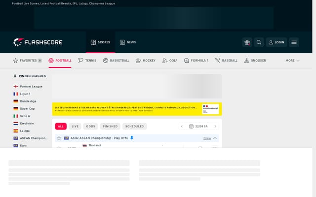 Screenshot of flashscore.com