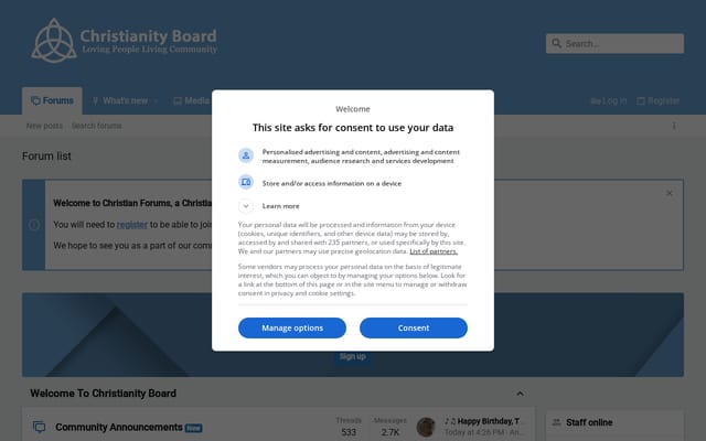 Screenshot of christianityboard.com
