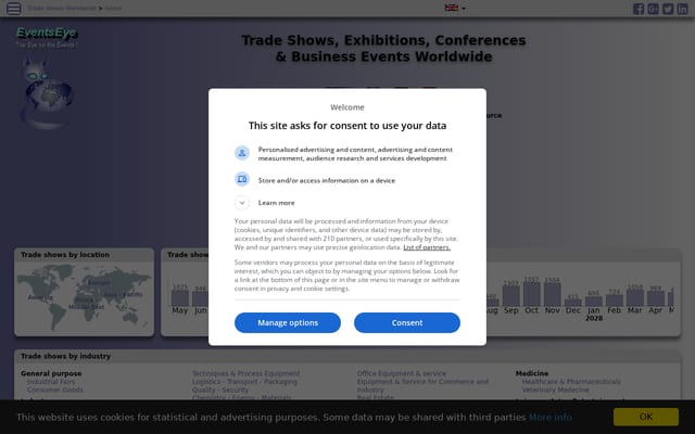Screenshot of eventseye.com