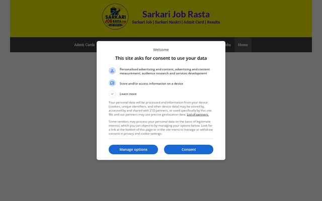 Screenshot of sarkarijobrasta.com