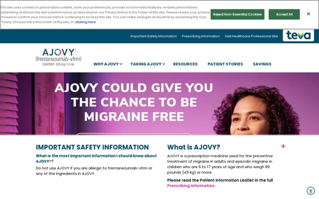 Screenshot of ajovy.com