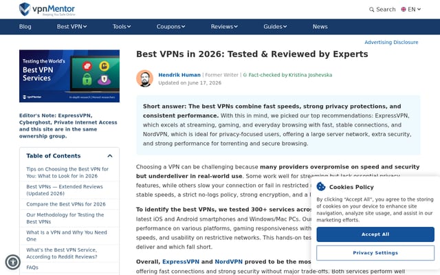 Screenshot of vpnmentor.com