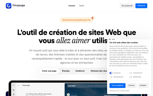 Screenshot of onepage.me