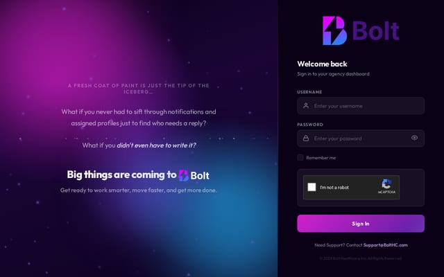 Screenshot of boltintakeapp.com