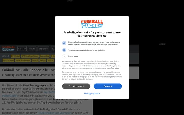 Screenshot of fussballgucken.info