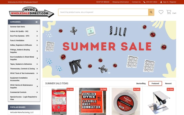 Screenshot of hvacwholesaledirect.com