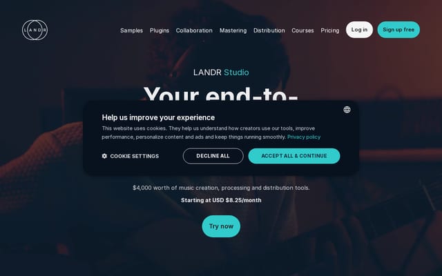 Screenshot of landr.com