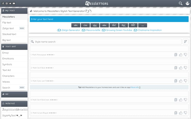Screenshot of messletters.com