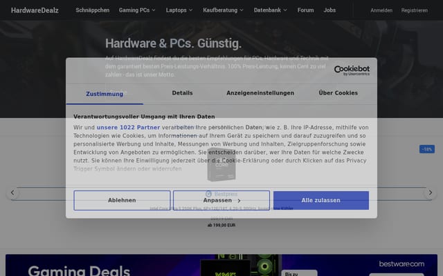 Screenshot of hardwaredealz.com