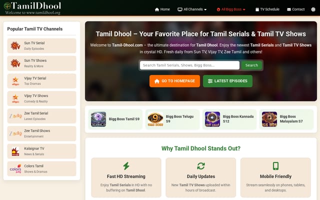 Screenshot of tamil-dhool.com