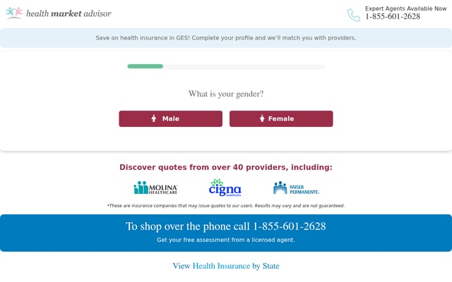 Screenshot of healthmarketadvisor.com