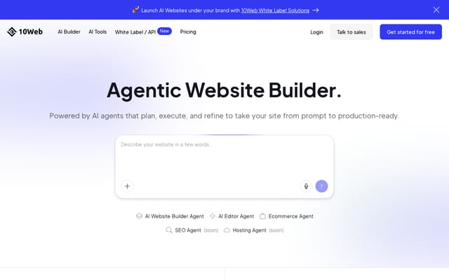 Screenshot of 10web.io
