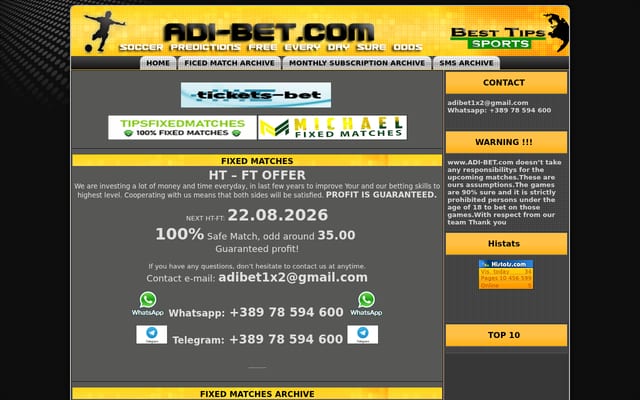 Screenshot of adi-bet.com