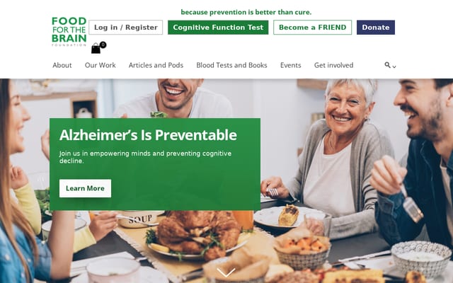 Screenshot of foodforthebrain.org